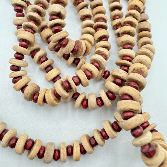 Chico’s Cherry-Colored Bib Necklace Beaded Tribal Boho Tropic Vaca Statement - Picture 8 of 14